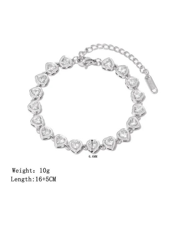 Damentrailing mit Herz-Design aus Edelstahl mit Zirkon Peach Jewelry Damentrailing mit Herz-Design aus Edelstahl mit Zirkon Peach Jewelry