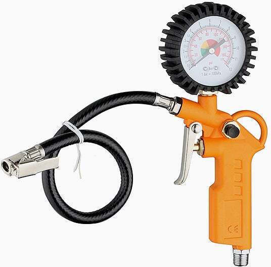 Manometru Profesional Digital Pentru Presiunea Anvelopelor Pistol Presiune Maximă 12 Bar Carcasă Portocalie