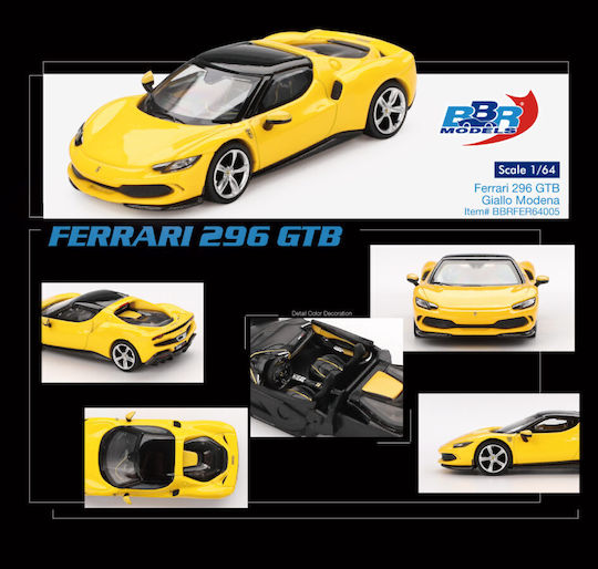 Ferrari 296 Gtb Giallo Modena 2024 Car Model 1:64 Bbr Bbrfer64005