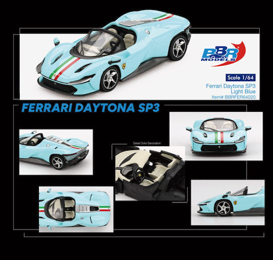 Ferrari Daytona Sp3 Light Blue 2024 Car Model 1:64 Bbr Bbrfer64020