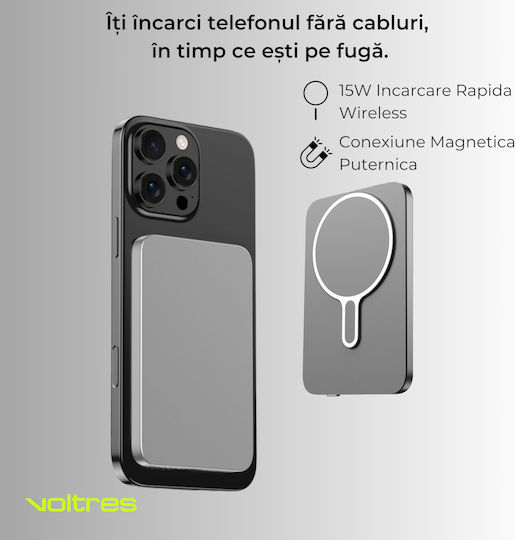 Voltres MagSafe Външна Батерия 5000mAh 20W с USB-C Порт Сребриста