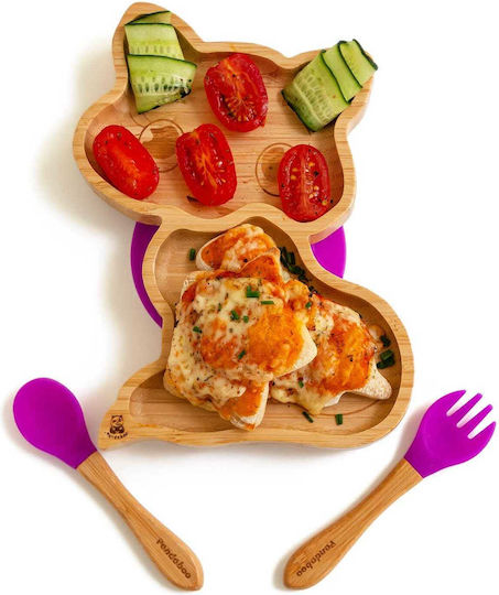 Pandaboo Children's Food Plate Made of Bamboo Yellow