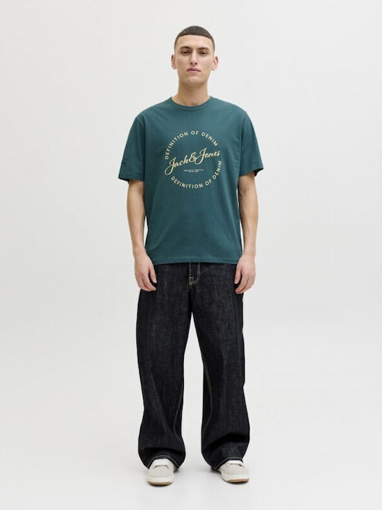 Jack & Jones Crew Neck T-shirt Πετρόλ Jack & Jones Crew Neck T-shirt Πετρόλ