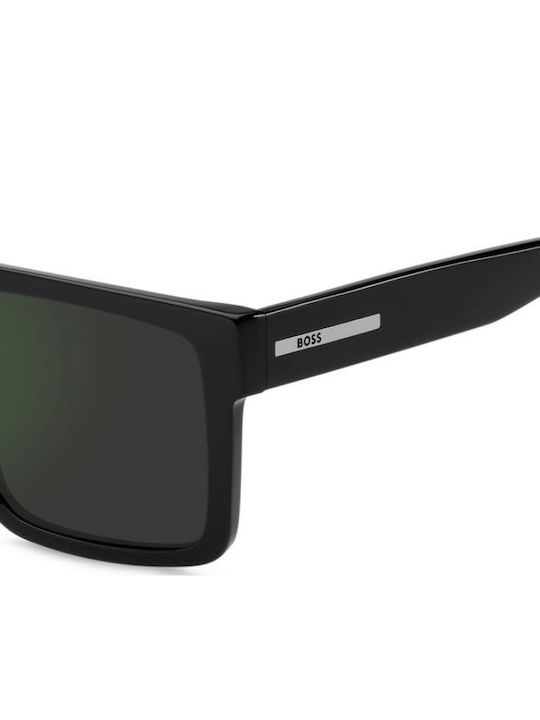 Boss Unisex Sunglasses With Black Horn-Rimmed Frame And Black Lens Boss 1895/S 807/I8