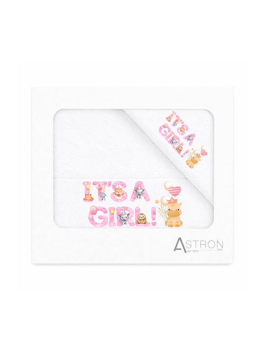 Astron Italy Σετ Βρεφικές Πετσέτες 2τμχ It's A Girl Βάρους 500gr/m²