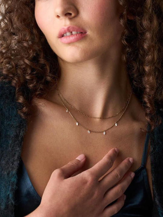 Fossil Necklace of Gold Plated Steel
