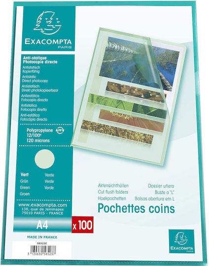 Exacompta 58523e 100 Bucăți Folii Document Din Pp Plastic A4 Transparent Texturat Verde Deschis Sus Suport Plastic Clar Dosar Organizare Mobilă Birou