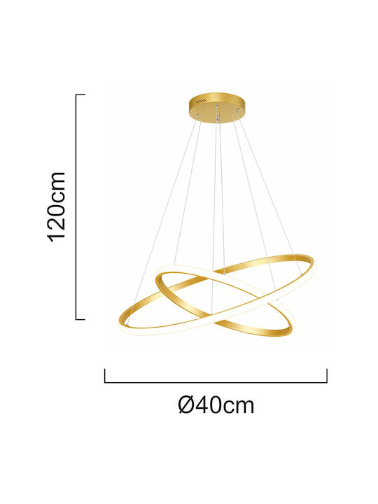 Powertech Deckenleuchte Gold LED mit Natürliches Weiß Licht 40x40x120cm