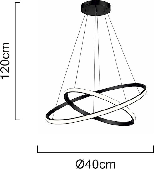 Powertech Κρεμαστό Φωτιστικό Μαύρο LED με Φυσικό Λευκό Φως 40x40x120εκ.