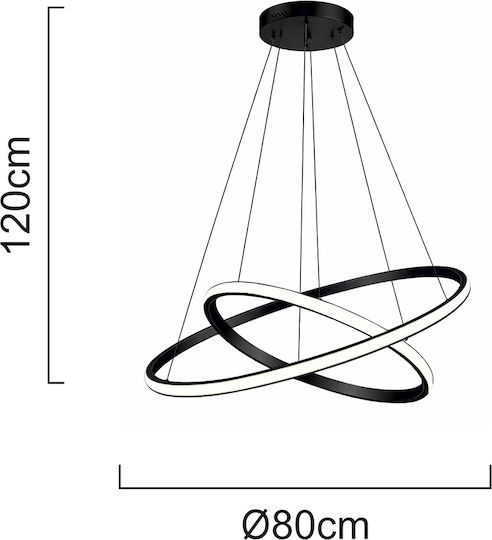 Powertech Pendant Ceiling Light Black LED with Natural White Light 80x80x120cm