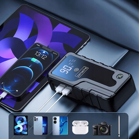 Zenwire CY16 Преносим Стартер за Батерия за Кола и Мотоциклет 6400mAh с Захранваща Банка USB Стъкла 12V