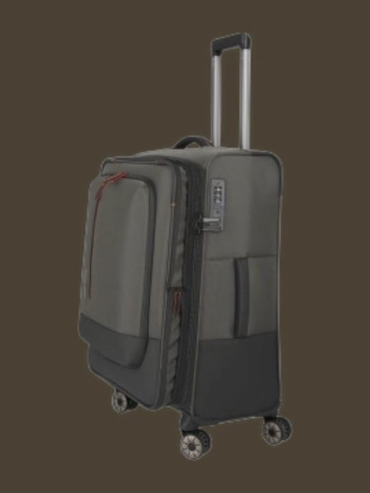 Travelite Medium Fabric Travel Suitcase Dark Olive with 4 Wheels Height 66cm 92948-86M