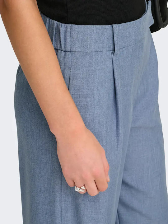Damen Hochgeschnittenes Stoffhose in Gerader Bein Stil Hellblau