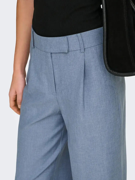 Damen Hochgeschnittenes Stoffhose in Gerader Bein Stil Hellblau