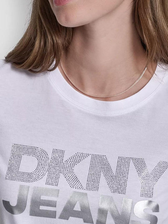 Γυναικείο T-shirt White, Silver