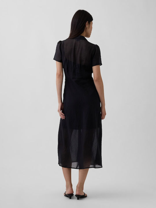 Sommer Midi Hemdkleid True Black