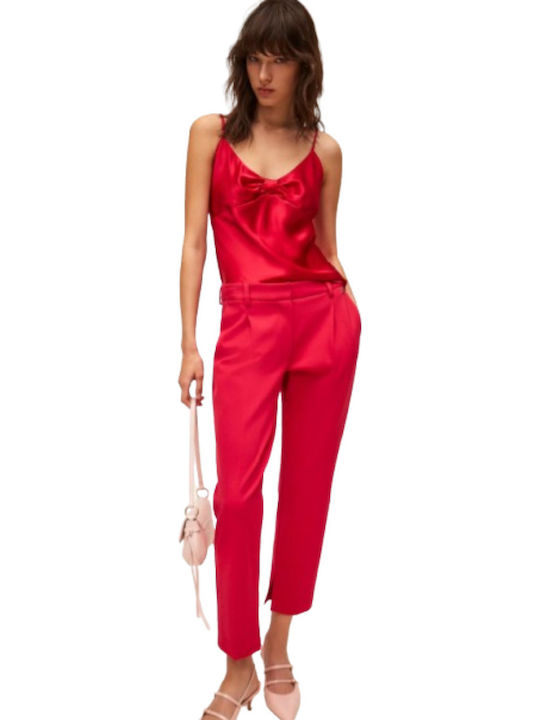 Pantaloni Dama Din Țesătură Magenta