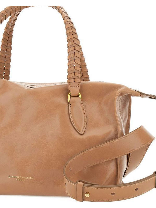 Leather Women's Shoulder Bag Beige
