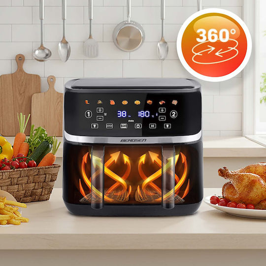 Berdsen Heißluftfritteuse mit Doppeltem Abnehmbaren Behälter 10,2 lt Schwarz BD-657