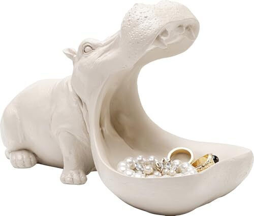 Kare Design Decorative Figurine Hungry Hippo Greige Decorative Object Home Accessories Key Holder Hippopotamus Animal Motif H W D