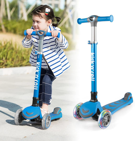 Kick’n’roll Scuter Copii Pliabil 3 Roți Cu Iluminare LED Pentru 3+ Ani Albastru