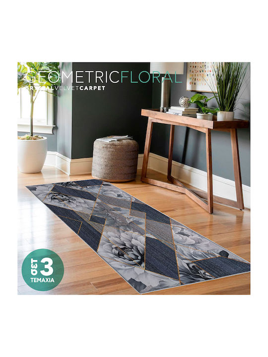 Chios Hellas Non-Slip Set Bath Mats Velvet 011001 Mats Crystal Velvet Geometric Floral 40x60cm 3 Pieces