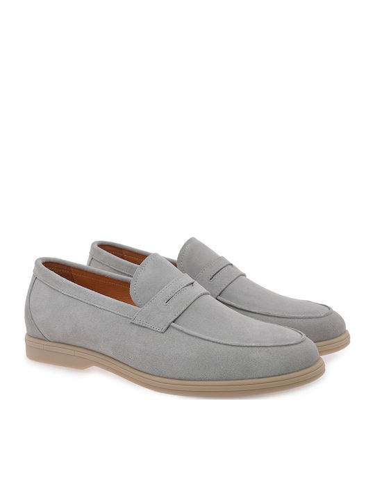 Δερμάτινα Ανδρικά Loafers σε Γκρι Χρώμα
