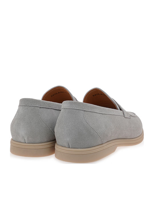 Δερμάτινα Ανδρικά Loafers σε Γκρι Χρώμα