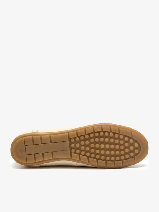 Leather Women's Boat Shoes in Beige Colour