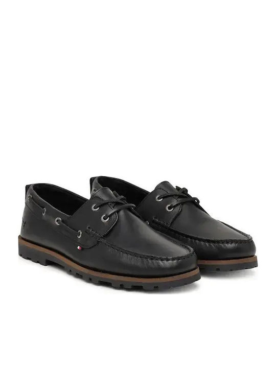Leather Women's Boat Shoes in Black Colour