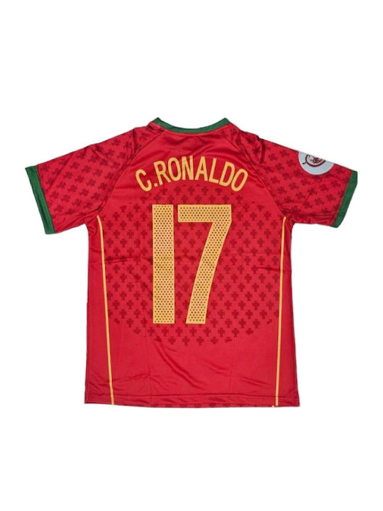 Φανέλα Ποδοσφαίρου C.ronaldo Εθνική Πορτογαλίας Euro 2004 Κόκκινη Balón De Oro Κόκκινο Unisex Ab100
