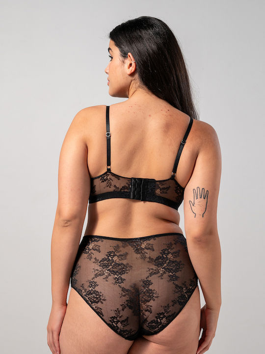 Hohe Taille Damen-Slip mit Spitze Schwarz US.ALBL.HIW.002.NETTO