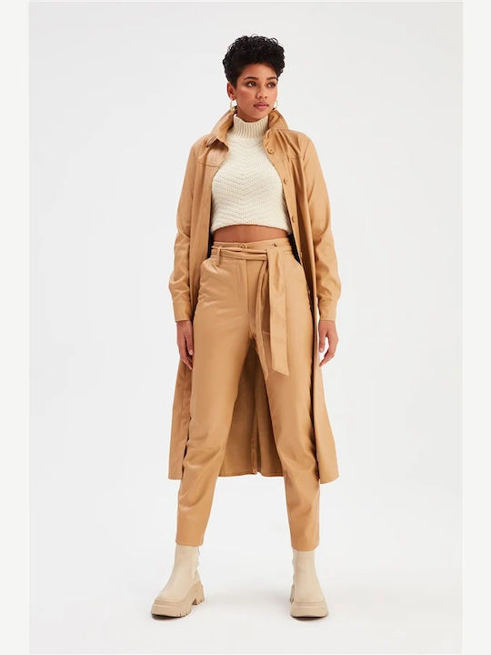Damen Lederhose Beige