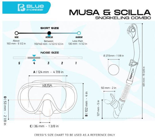 CressiSub Silicone Diving Mask with Snorkel Musa Green