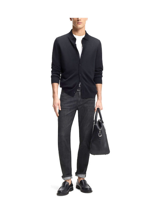 Men's Elastic Jeans Pants with Slim Fit Black
