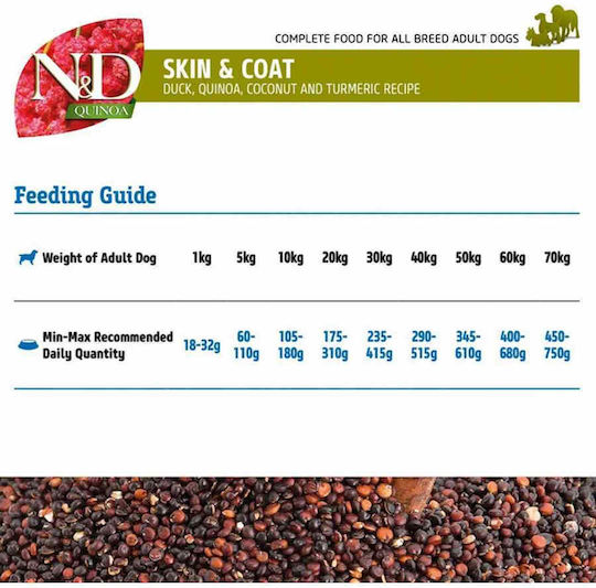 Farmina N&D Quinoa Skin & Coat 7kg Trockenfutter ohne Getreide & Gluten für erwachsene Hunde mit Ente