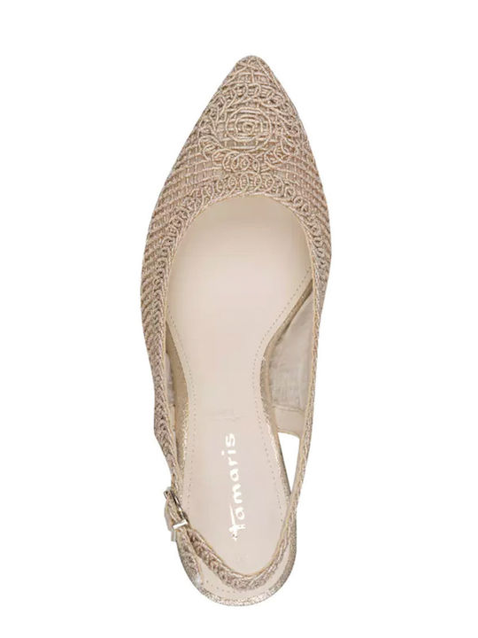 Heels with Strap & Low Heel Gold