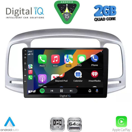 Digital IQ Ηχοσύστημα Αυτοκινήτου για Hyundai Accent 2005-2012 (Bluetooth/USB/WiFi/GPS/Apple-Carplay/Android-Auto) με Οθόνη Αφής 9"