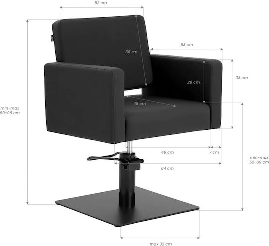 Gabbiano Hair Salon Chair Black with Adjustable Height and Hydraulic Lifting