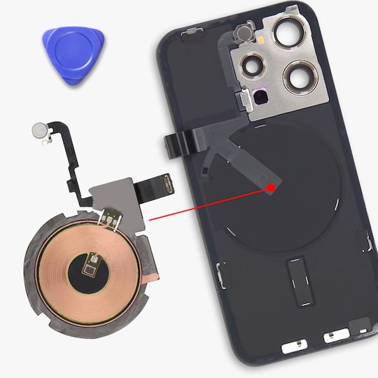 Clappio Nfc Antenna Flex Cable Qi Charging Coil Flash Iphone 15 Pro Black Gold