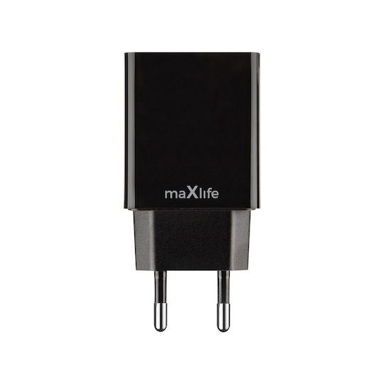 Maxlife Ladegerät ohne Kabel mit 2 USB-A Anschlüsse Schwarzs (MXTC-12)