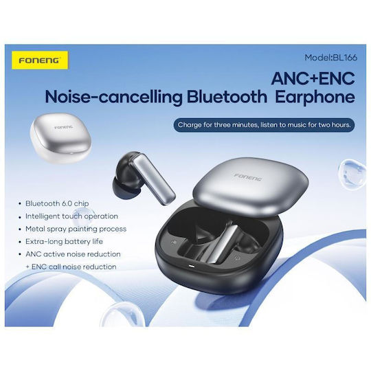 Foneng BL166 Căști Bluetooth Handsfree In-ear Cu Husă De Încărcare Albă