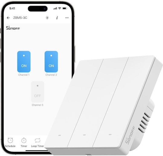 Sonoff Sonoff Elektrischer Wandtaster Berührungstaste Wi-Fi Dreifach mit Weißem Rahmen