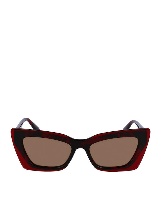 Calvin Klein Sunglasses Burgundy with Acetate Frame & Burgundy Lens