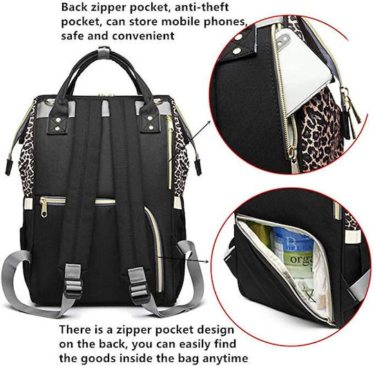 Lequeen Backpack Diaper Bag Black 26cm