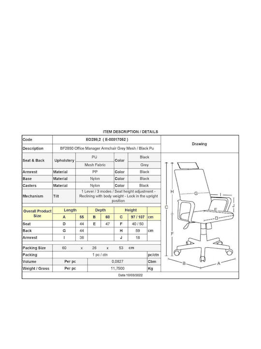 Cf2850 Executive Office Chair Grey