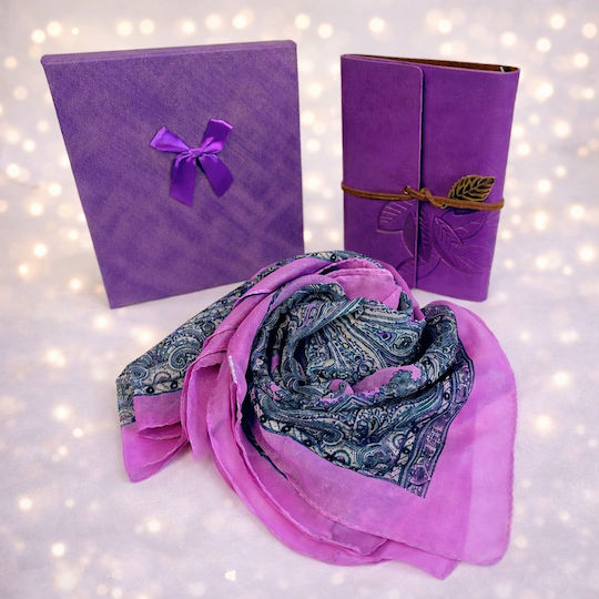 Gift Package 3 Sets Vintage Journal Elegant Scarf Assorted Designs