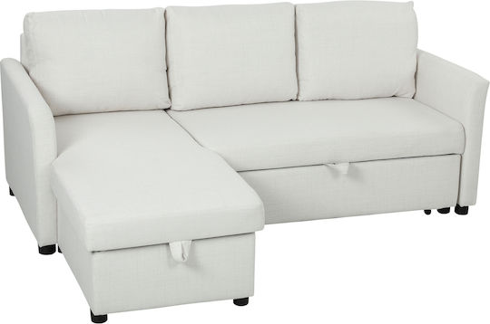 Corner Couch Bed with Reversible Angle & Storage Space Cream White 192x148x86cm