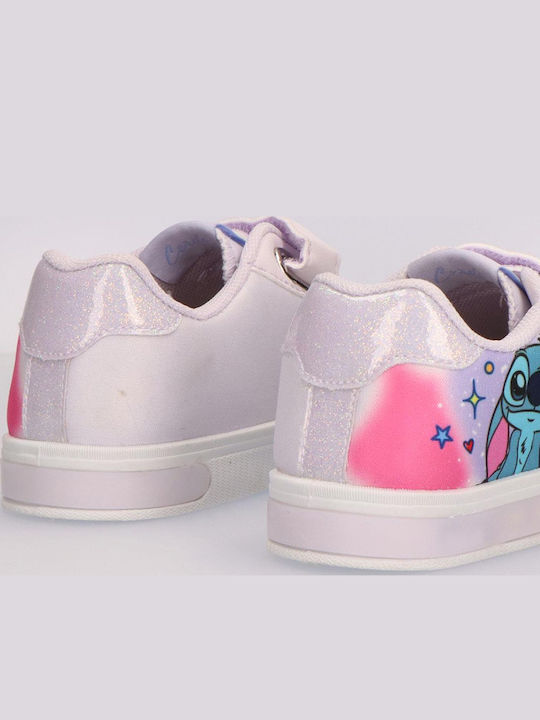 Stitch Παιδικά Sneakers με Φωτάκια Μωβ