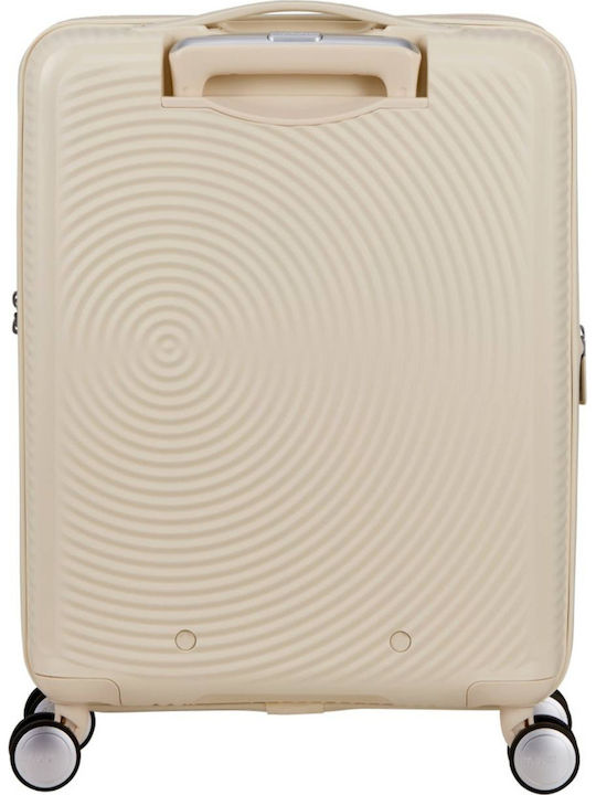 American Tourister Soundbox Cabin Hard Suitcase Coconut Sand with 4 Wheels Height 20cm